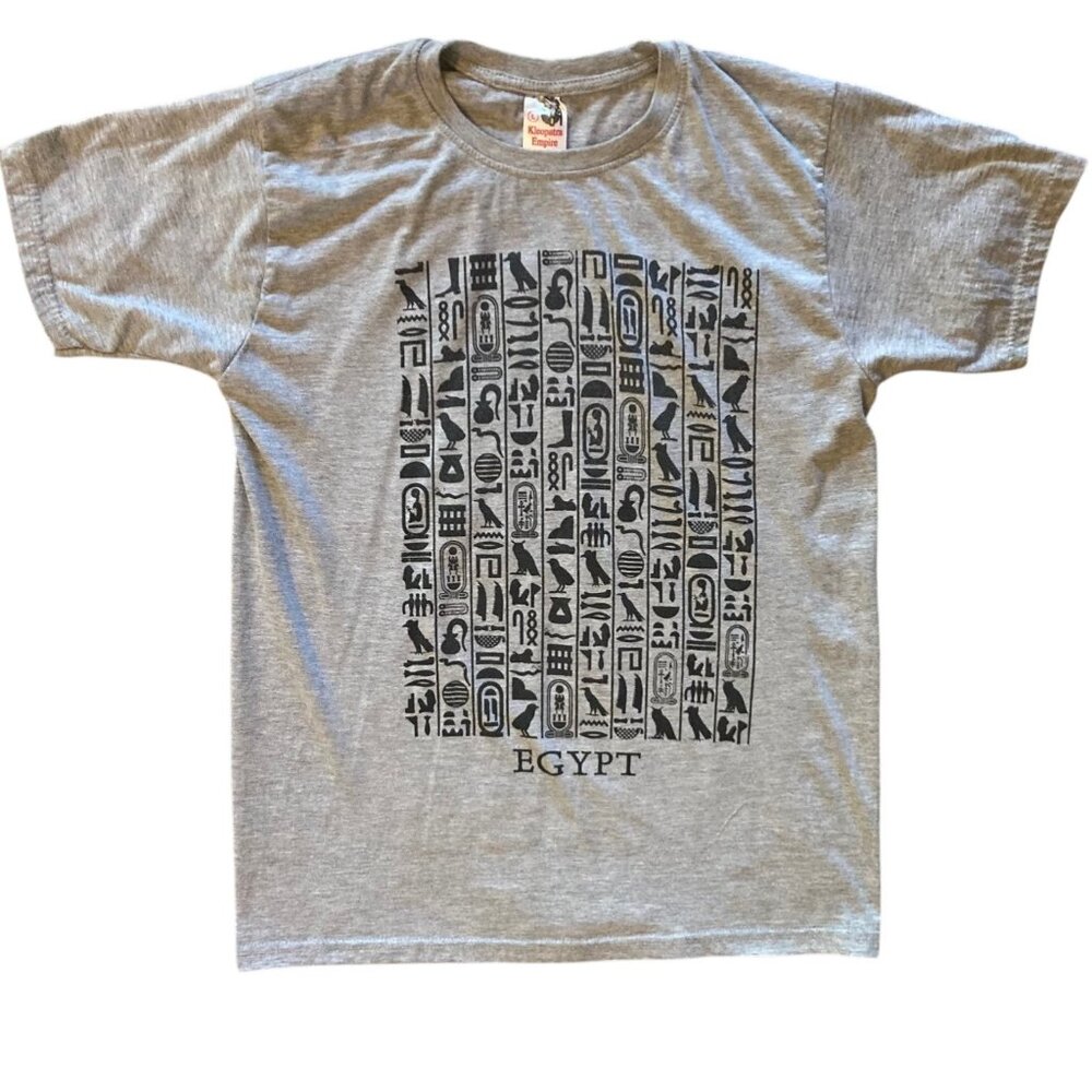Women's KLEOPATRA EMPIRE Egypt Hieroglyphics Graphic Tee T-Shirt Size Large